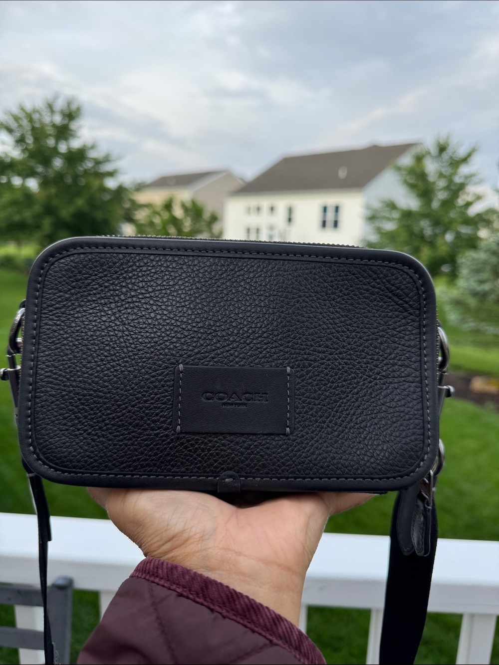 🖤 Wyatt Crossbody Bag Coach Black Pebbled Leather Bag for 😎MenCM113